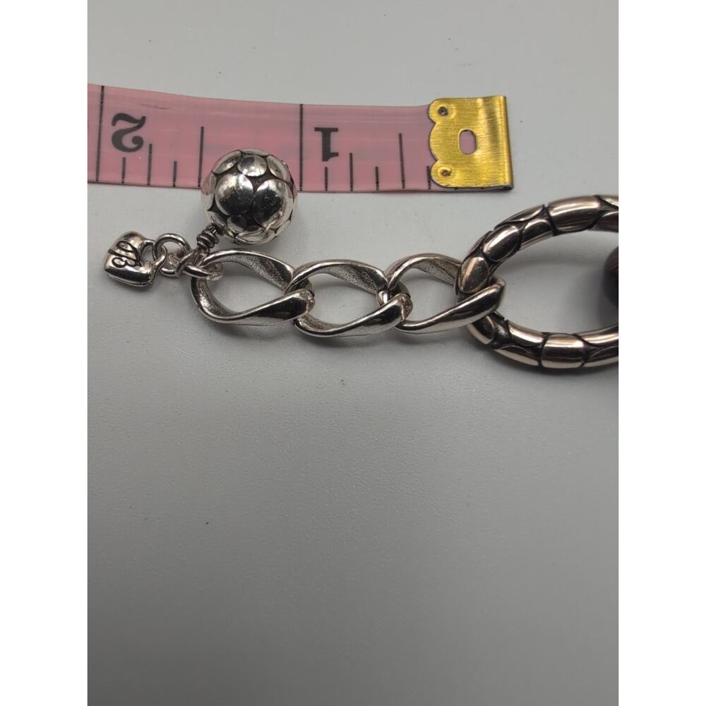 Brighton Pebble Chunky Link Wood Silver Tone bracelet - Picture 2 of 9